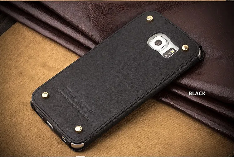 QIALINO уникальный дизайн чехол для телефона из натуральной кожи для samsung Galaxy S6 edge дизайн с заклепками сзади защита телефона и кожи