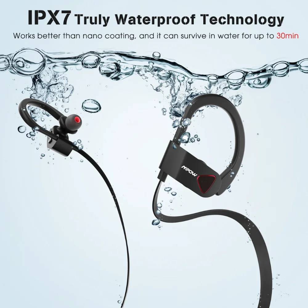 Mpow D8 наушники беспроводные IPX7 Структурный водонепроницаемый bluetooth 9H Время