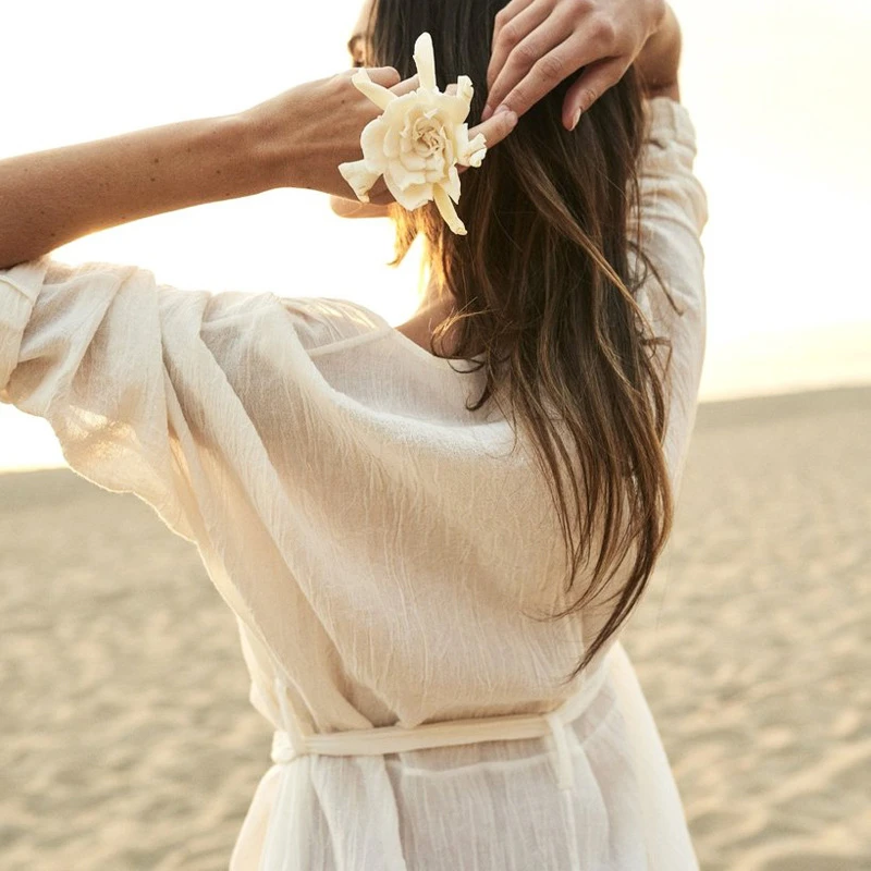 2019 Белая Туника Женский хлопковый длинный купальник купальный костюм