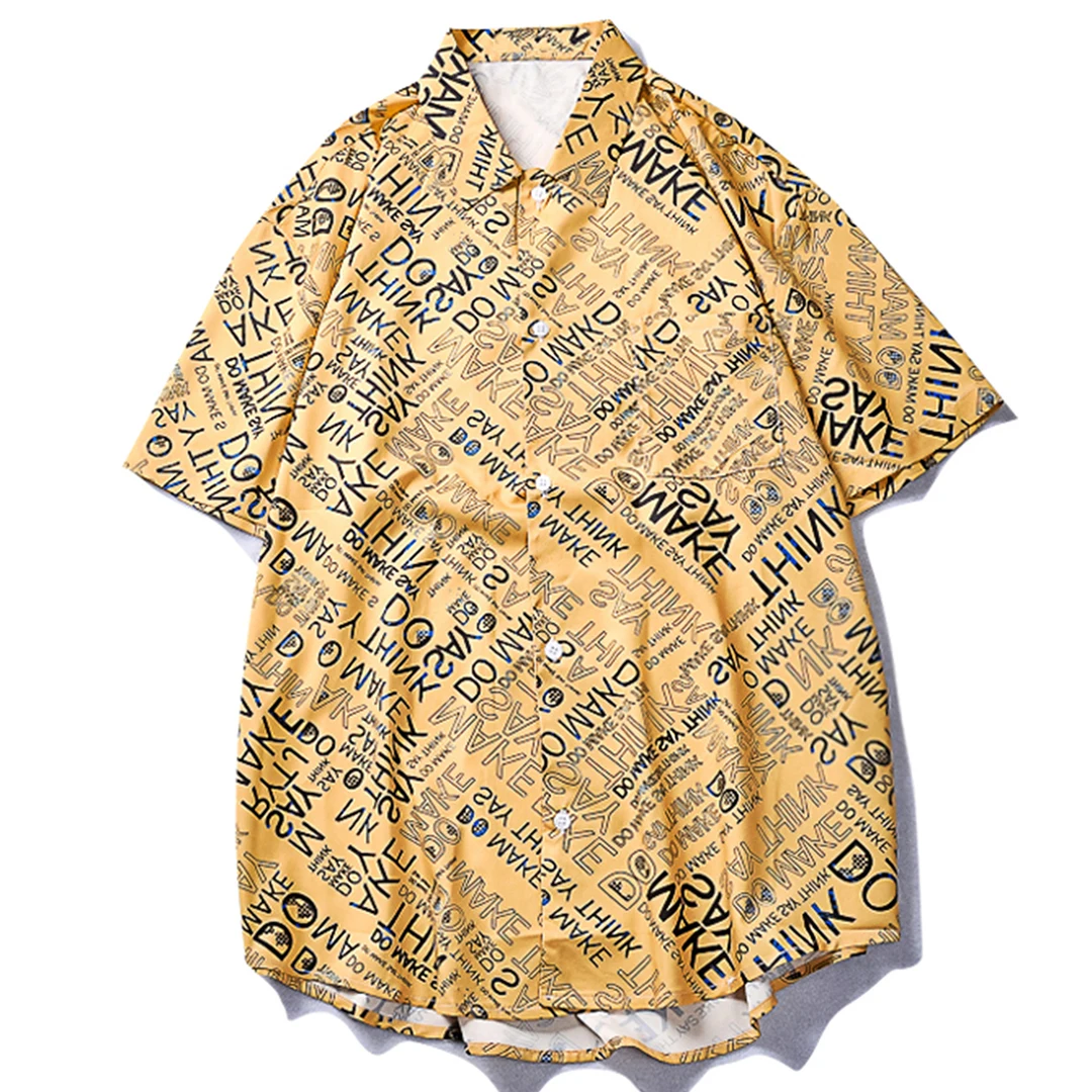 Full Letter Printed Mens T Shirts 2019 Summer Hip Hop Casual Hawaii Island Holiday Male Short Sleeve Streetwear | Мужская одежда