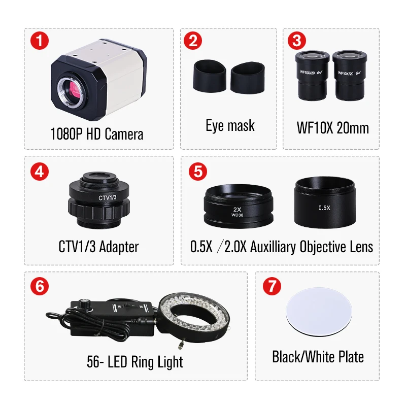 Тринокулярный электронный цифровой микроскоп 21MP HD 1080P USB CVBS VGA с адаптером 3 5 90x + 1/3