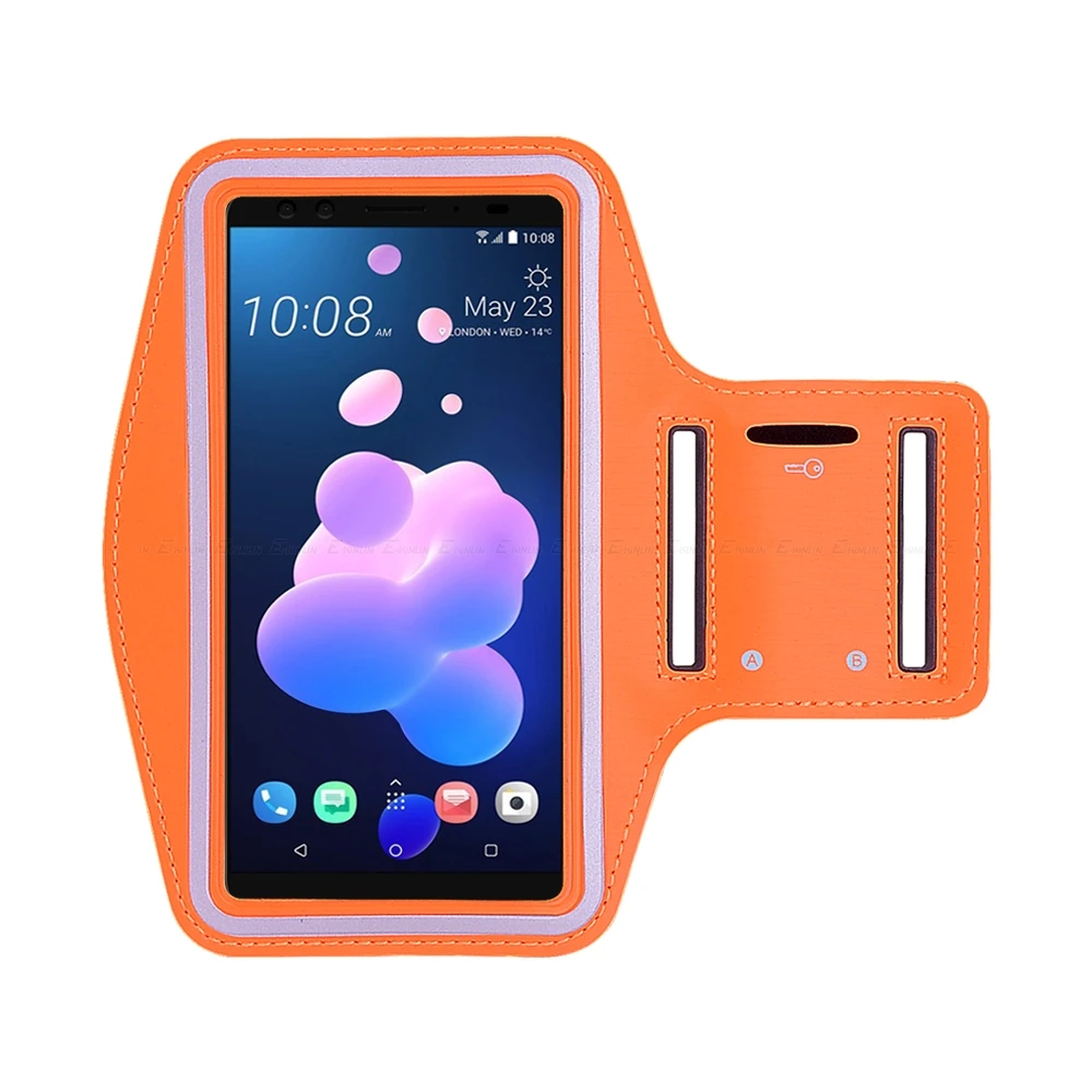 Оранжевый Спортивный чехол для телефона на руку для телефона htc U19e U12 U11 Eyes U Life Ultra Play Desire 19 12s 12 Plus 10 Pro Compact Evo - Цвет: Оранжевый