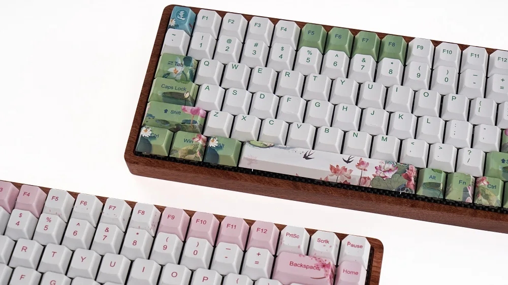 Вишневый профиль краситель Sub Keycap набор толстый PBT пластик Лотос бассейн зеленый белый синий colorway для gh60 xd64 xd84 xd96 tada68 87 104