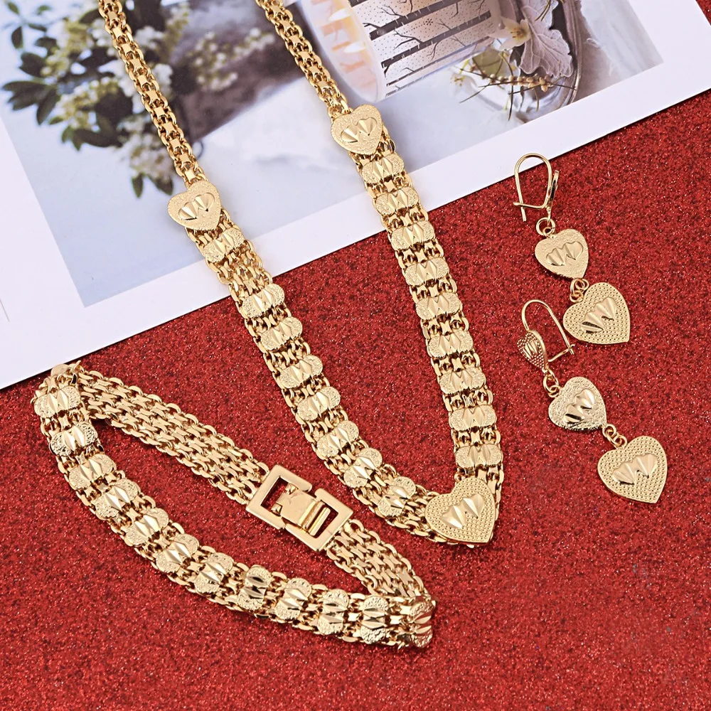 Новейший комплект золотых ювелирных изделий из Дубая египетские индийские