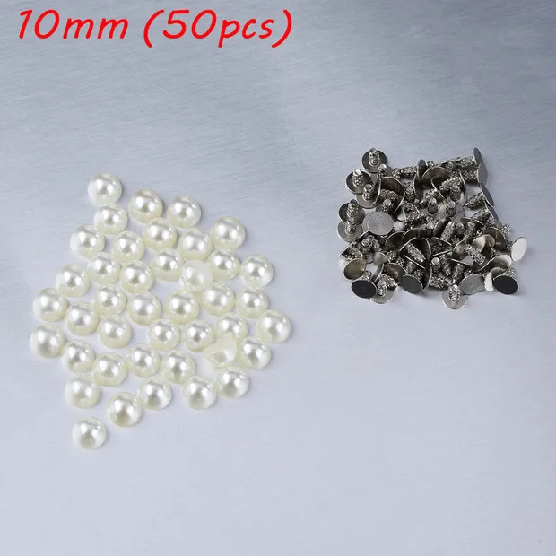 10mm 50pcs 30/50 шт в наборе, новая полукруглые разноцветные плоские с оборота перламутровые заклепки Кнопка для ткани на основе карбида кремния, штаны и шапка, сумок, обуви, творчество, рукоделие, Декор DIY домашний аксессуары для одежды - Цвет: 10mm 50pcs