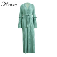 MISSJOY Vestido terciopelo пакистанское бархатное платье Дубай Абая Катара ОАЭ турецкое женское Полосатое исламское синее платье с длинным рукавом