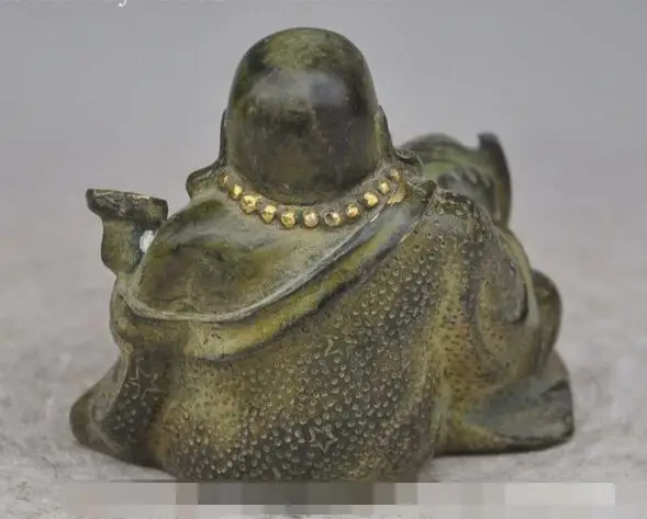 S00198 китайский буддийский из бронзы позолоченный богатство удачливый Ruyi yuanbao Maitreya