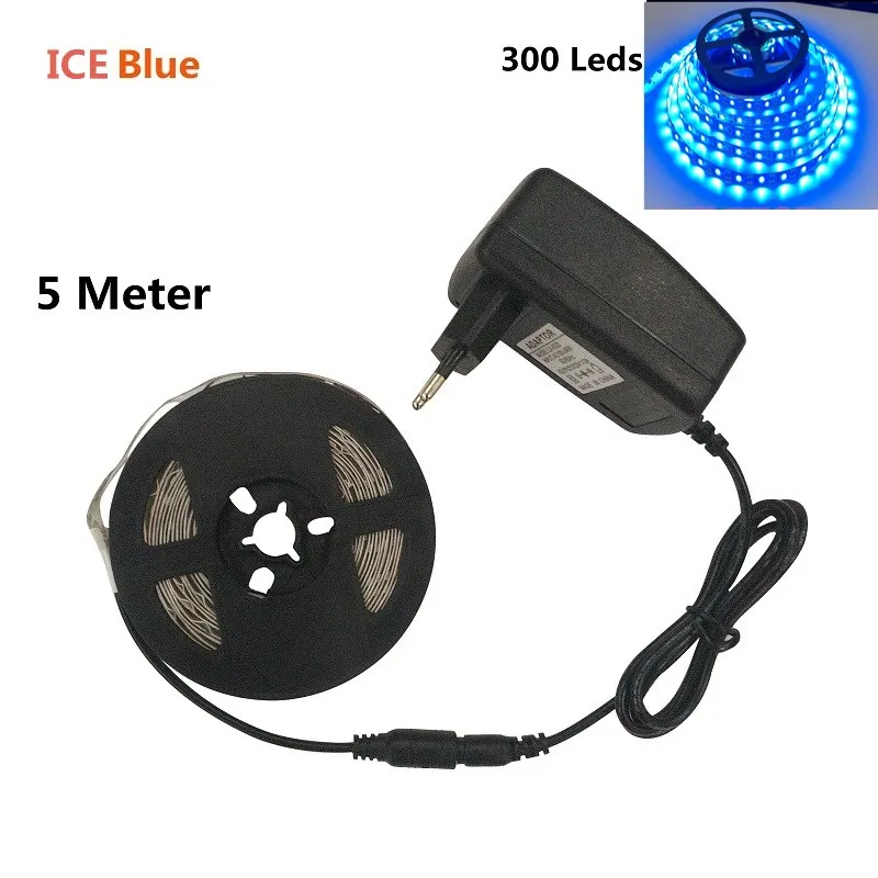 Ice Blue 5 м 300 светодиодов не водонепроницаемый RGB светодиодный светильник 2835 12 В постоянного тока 60 светодиодов/м Гибкий Светильник ing лента Белая/теплая белая/синяя полоса - Испускаемый цвет: Ice Blue