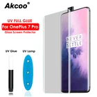Защитное стекло 10D Akcoo для OnePlus 7 Pro, полное покрытие экрана с разблокировкой по отпечатку пальца