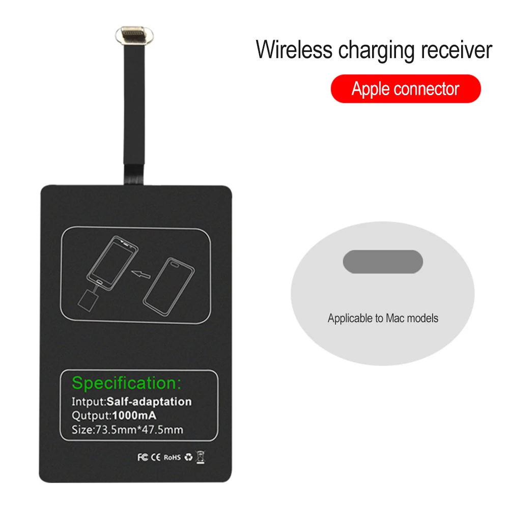 iPhone receiver Беспроводная зарядка Qi беспроводной приемник зарядного устройства 10 Вт для iPhone 7 6 8 быстрая Универсальная зарядка для Micro usb type-C samsung Xiaomi huawei - Тип штекера: iPhone receiver