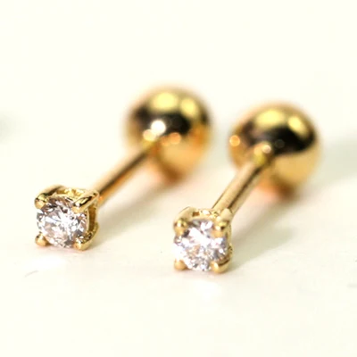 Новинка 0.06ct алмазные серьги с винтовой застежкой золотые 18K Роскошные ювелирные изделия для женщин маленькие бриллианты два цвета на выбор - Цвет камня: 18k yellow gold