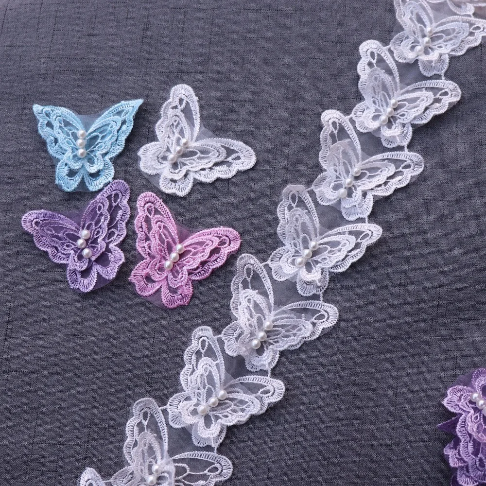 H032 растворимый цветок бабочка кружевная отделка из органзы вязание свадьба