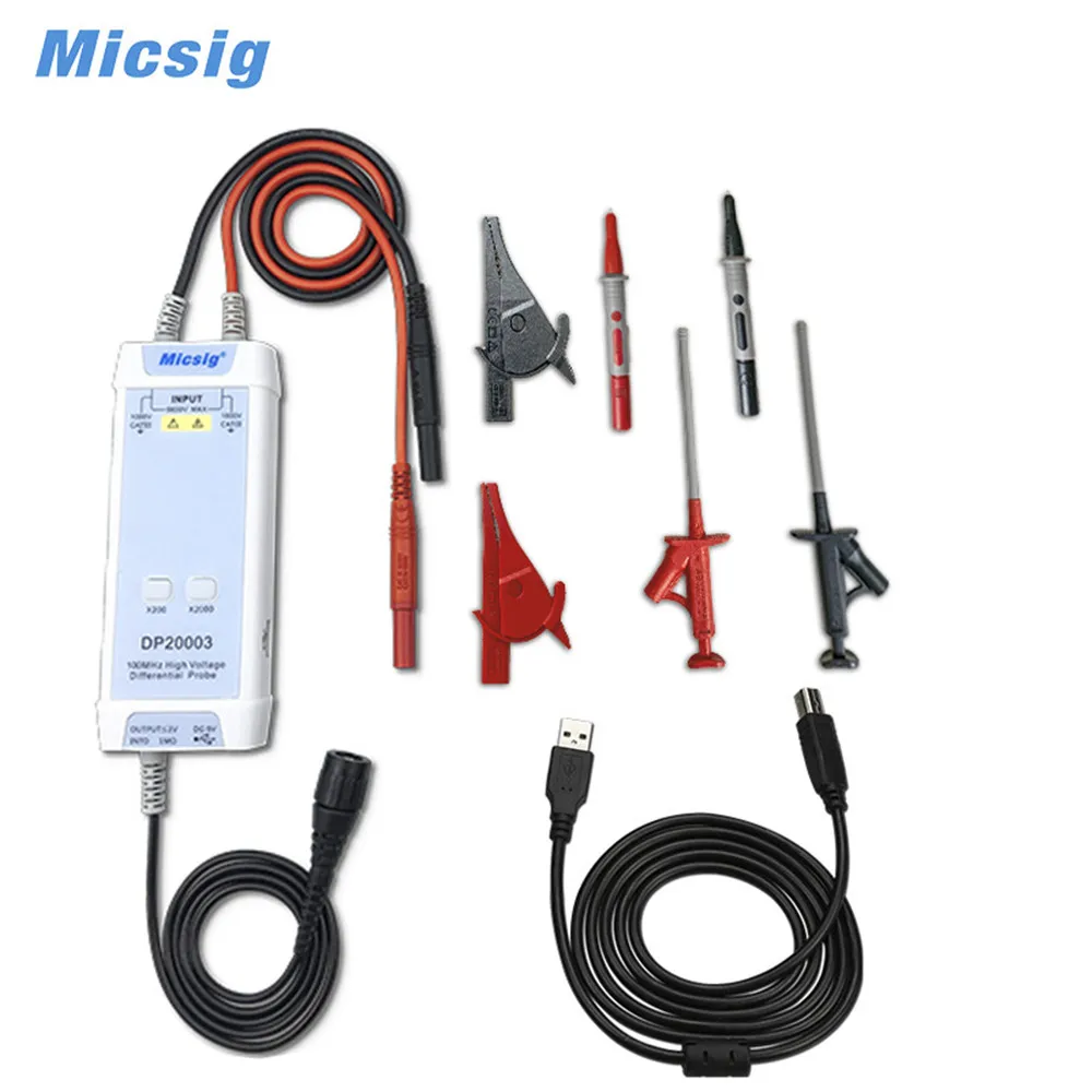 Комплект осциллографа Micsig DP20003 датчик высокого напряжения 5600 в 100 МГц НС время