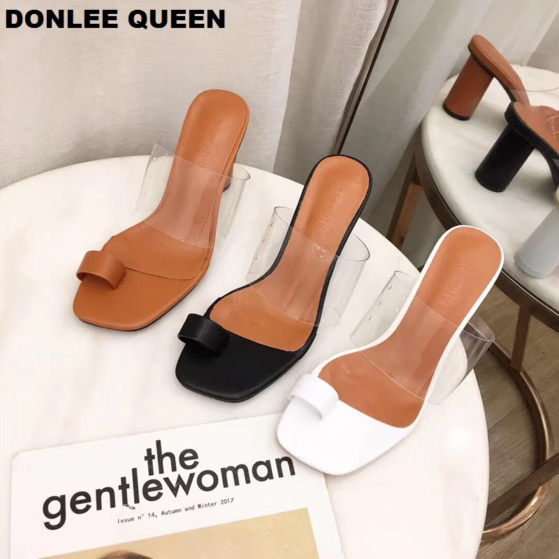 Шлепанцы DONLEE QUEEN женские прозрачные пикантные сандалии на высоком каблуке без