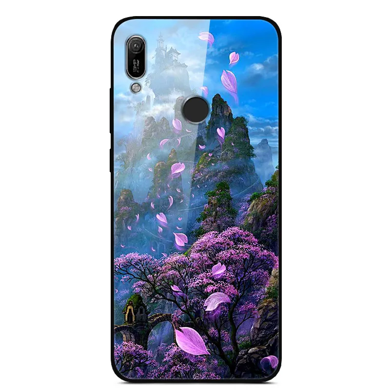 Для huawei Y6 Prime чехол из закаленного стекла чехол твердая задняя крышка чехол для телефона для huawei Y6 Y6 Prime TPU бампер чехол s