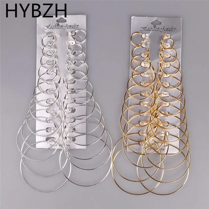 Hybzh 12 пар/лот Сердце Серьга в форме Луны комплекты Для женщин женский большой круг