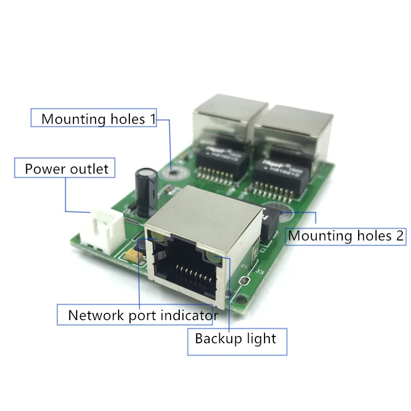 OEM factory direct mini fast 10 / 100mbps 3-port Ethernet network lan hub switch board two-layer pcb 3 rj45 5V 12V head port | Электроника