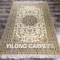 Yilong 4'x6' handknotted persian design rug durable oriental qum wool silk carpet home decoration  (WY2120S4x6)