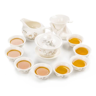 11 шт. китайский чайный набор кунг-фу, Керамика Портативный чайная чашка из фарфора Услуги Gaiwan чайные чашки кружку с чаем и чайник для чайной церемонии