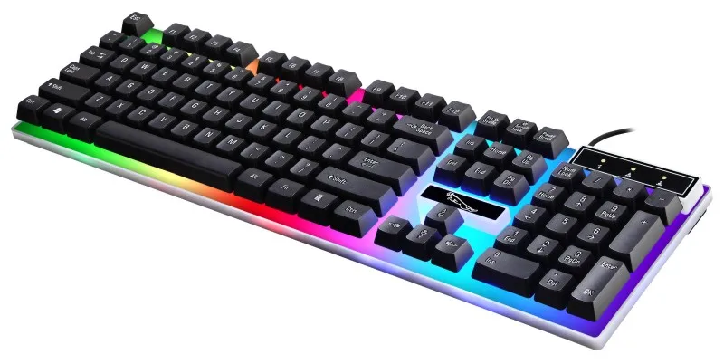 Black Механическая игровая клавиатура с красочной подсветкой, клавиатура для ноутбука, компьютерная клавиатура, эргономичная - Цвет: Black