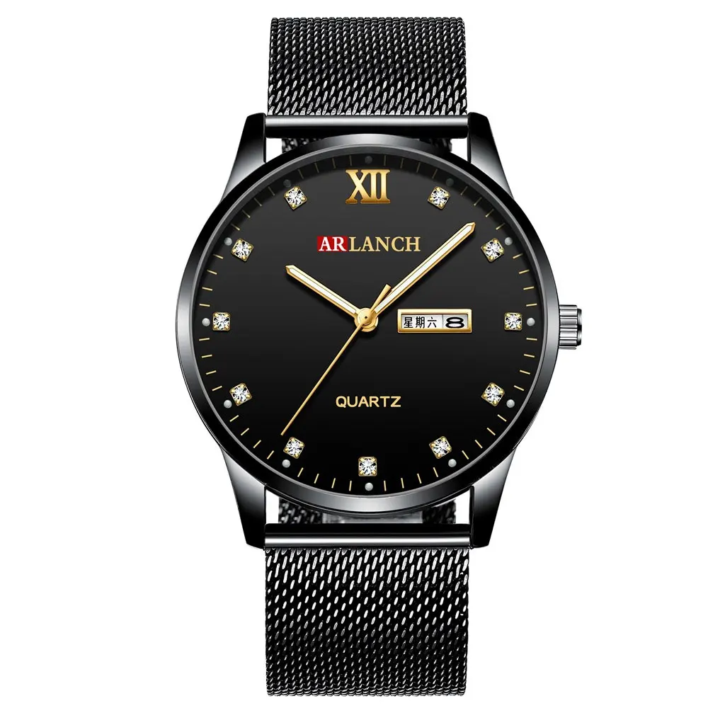 Часы мужские классические водонепроницаемые светящиеся кварцевые с календарем