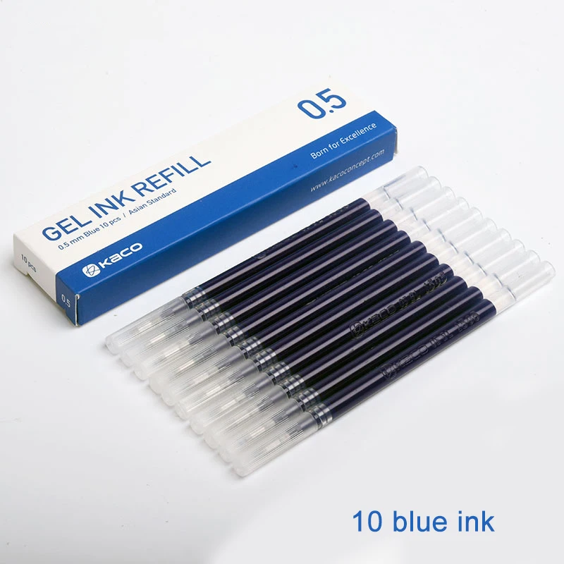 blue refills Kaco чистый выдвижной гелевые ручки 0,5 мм Классическая приковывающая взгляд темно-красный/зеленый/синий/коричневого и черного цвета в стиле ретро Цветной ручки для пуля журнал 5 шт./кор - Цвет: blue refills