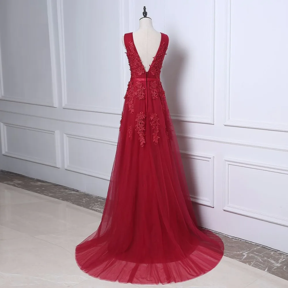 NOBLE WEISS Robe De Soiree красное вино с аппликацией бисером Длинные вечерние платья для