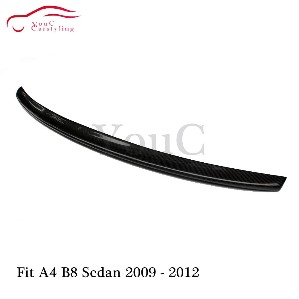 S4 Style Carbon Fiber Rear Spoiler Wing Trunk Boot Lip Splitter for Audi A4 B8 4-door sedan 2009 2010 2011 2012 | Автомобили и