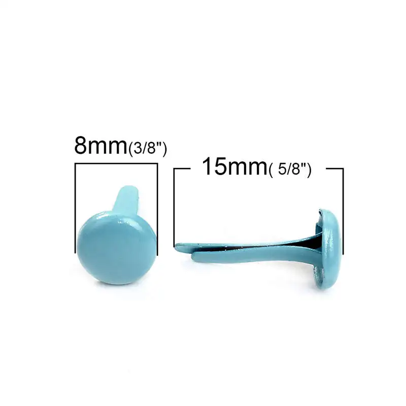 

DoreenBeads Metal Alloy Brads Light Blue Handicrafts Scrapbooking Embellishment DIY Craft Supply Round 15mm x 8mm, 20 PCs