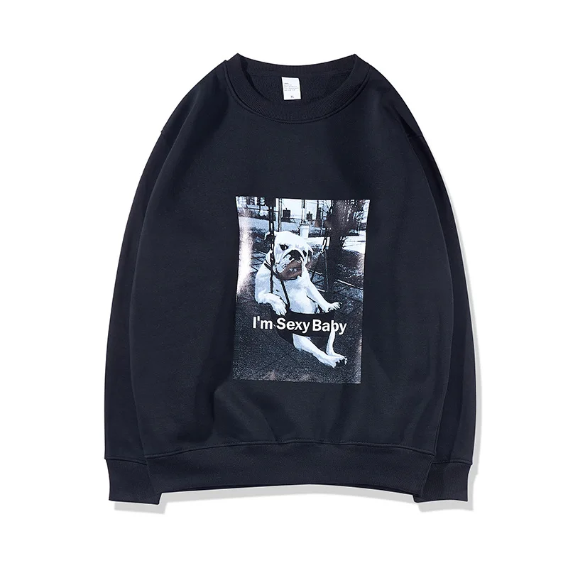 Passion Bulldog Printed Male Pullover Sweatshirt Hip Hop Elastic Cuff Hoodies Thick Swag Mens High Street | Мужская одежда