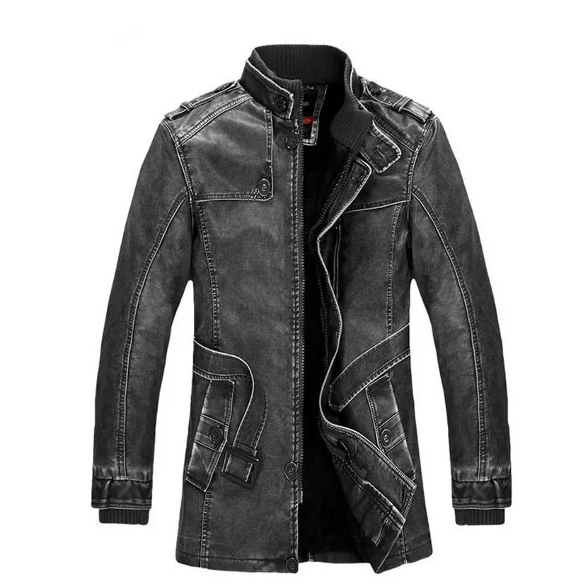 Hot High quality winter men's coat warm jacket Retro leather Plus velvet motorcycle windproof PU | Мужская одежда