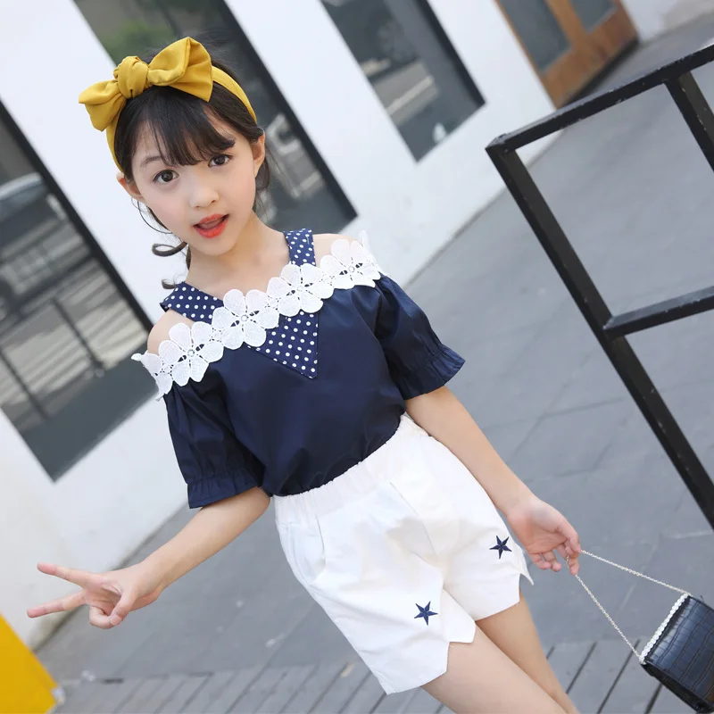 Комплект с кружевами для девочек Новинка лета 2019 комплект из двух предметов в