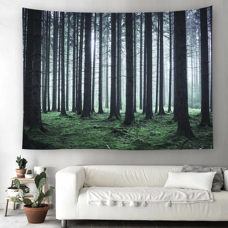 Forest Rectangular Tapestry Mandala Hippie Wall Hanging Digital printing Beach Towels Sunscreen Shawl Yoga Picnic Mat | Дом и сад