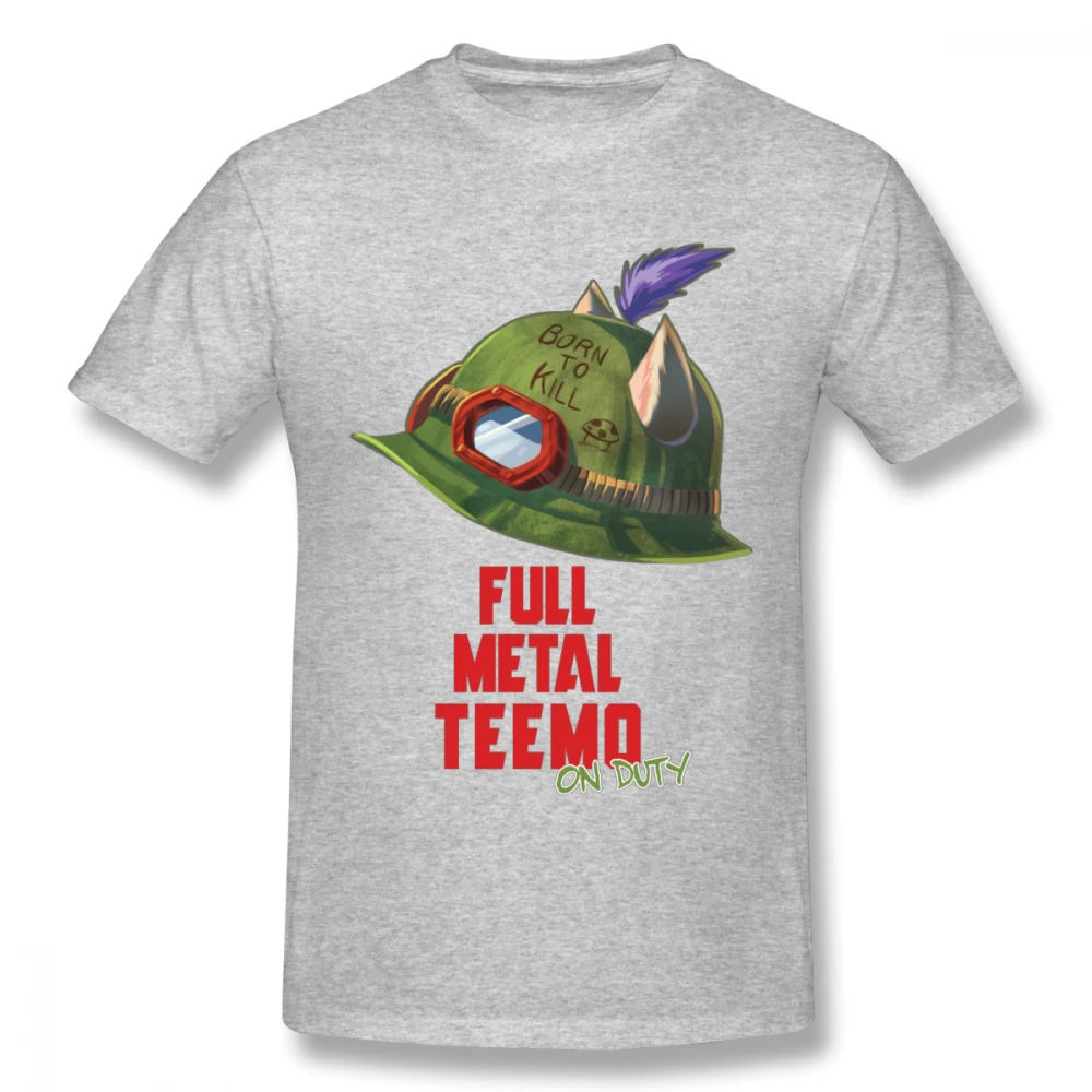 High-Q Teemo из League Of Legends, футболка на заказ, Мужская футболка, топ-дизайн, Классическая игровая футболка - Цвет: Серый