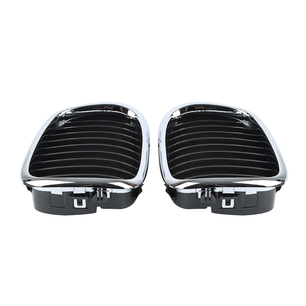 Пара Глянцевая Серебристая черная Автомобильная передняя решетка радиатора для
