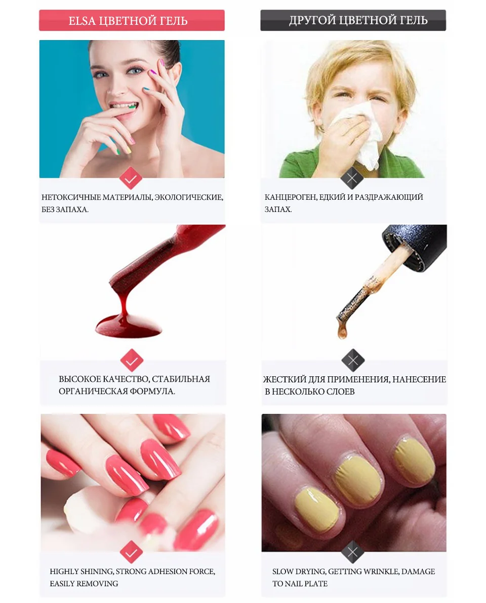 Elsa 15 мл Гель-лак для ногтей для маникюра Полупостоянный Vernis верхнее покрытие УФ светодиодный Гель-лак замачиваемый для ногтей художественный Гель-лак для ногтей