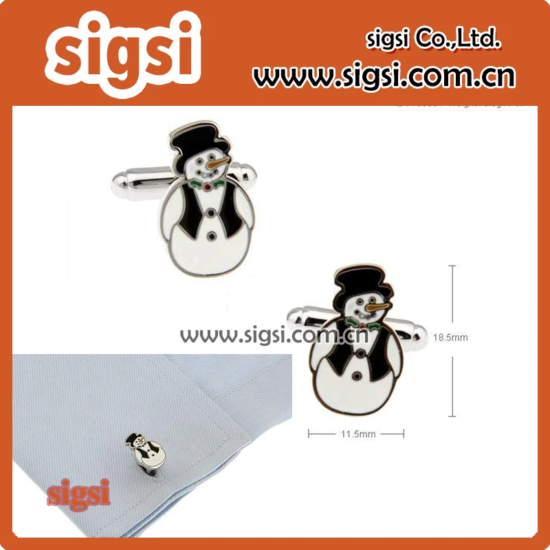

Christmas Gift High Quality New Classic Silver Copper Mens Cufflinks Novelty Fancy Snowman cuff links