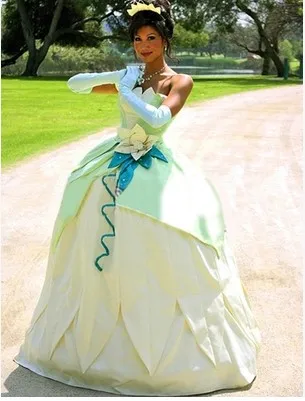 Женский фантазия Принцесса и лягушка взрослый костюм принцессы Тиана платье для