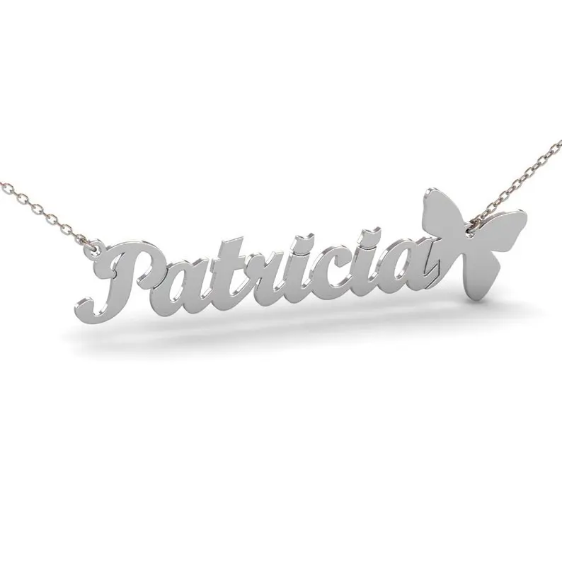 Custom Name Necklace With Butterfly Nameplate Jewelry Personalized Letter Necklaces Rose Gold Choker Collier BFF Bridesmaid Gift | Украшения