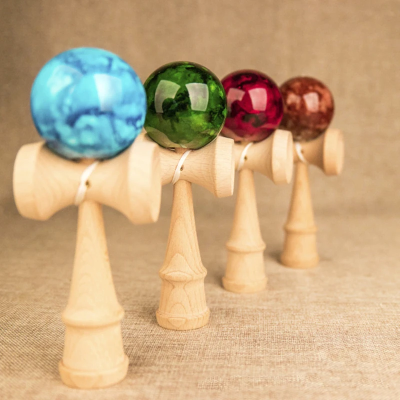 18 см шар Kendama деревянные игрушки мраморный цвет Kendama профессиональные умелые шарики для жонглирования игрушки для взрослых детей случайные цвета