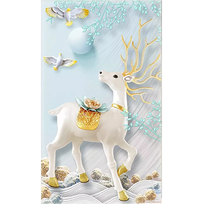 

5D DIY Full Drill Diamond Painting Sika Deer Reindeer Pattern Cross Stitch Mosaic Diamond Embroidery Decorative Painting