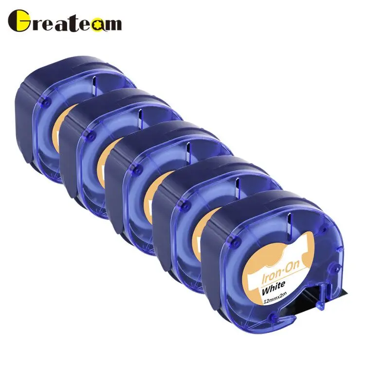 Greateam Dymo 5 шт. 18771 (18768 18769 18770) ткань железная черная на белом 12 мм * 2 м совместимый