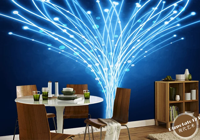 The latest custom 3D murals blue fantasy dynamic line abstract wallpaper KTV bar background wall paper | Обустройство дома