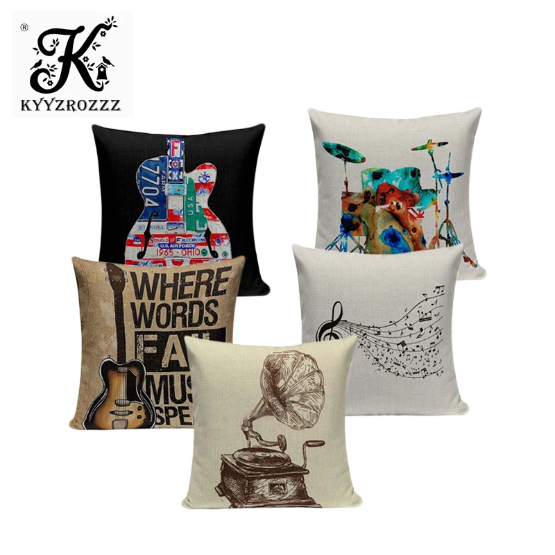 

Music Series Note Printed High Qulity Cotton Linen Decorative Black White Cushion Cover Pillow Case Car Seat 45*45cm Pillowcase