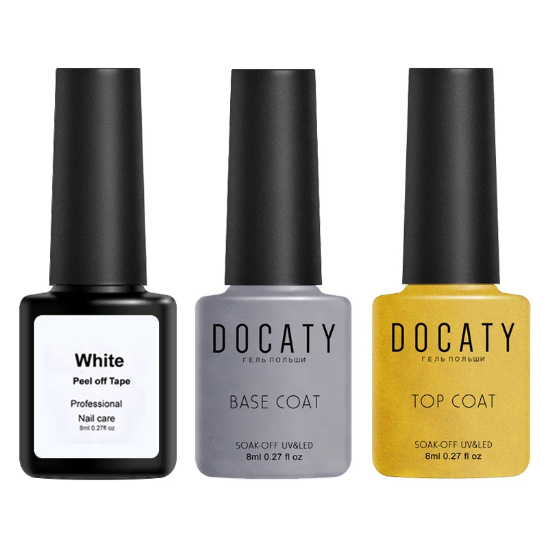 61white-top-base Docaty Лаки гель лаки для ногтей неоновый Полупостоянный Акрил Гель для наращивания ногтей красочные поли Soak Off длительный блеск - Цвет: 61white-top-base