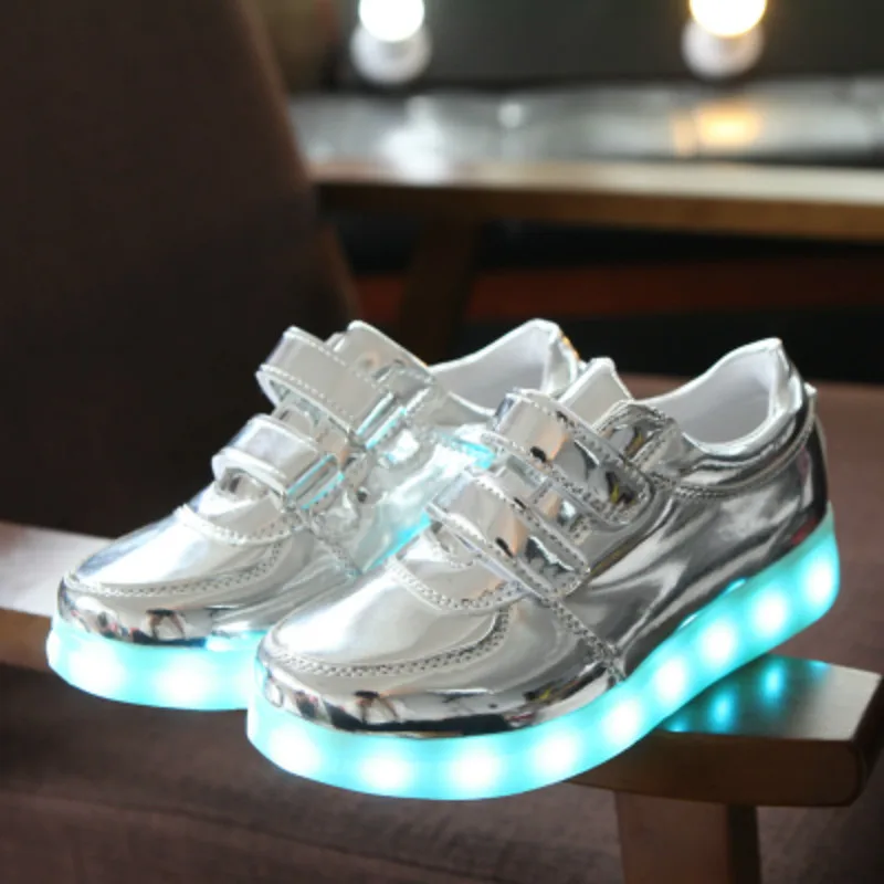 Led Luminous Shoes Glowing Children Sneakers Baby Boys Girl Fashion Light Up Casual kids 7 Colors USB Charge LED Simulation Sole | Детская