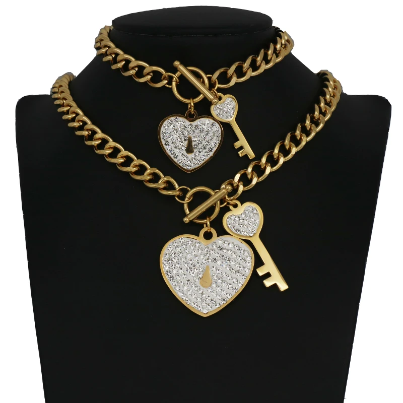 Модные Ювелирные наборы из нержавеющей стали браслет в форме сердца ожерелье