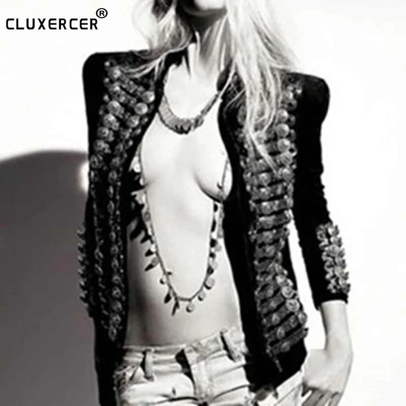 Куртка Женская Базовая в стиле милитари винтажный двубортный пиджак с