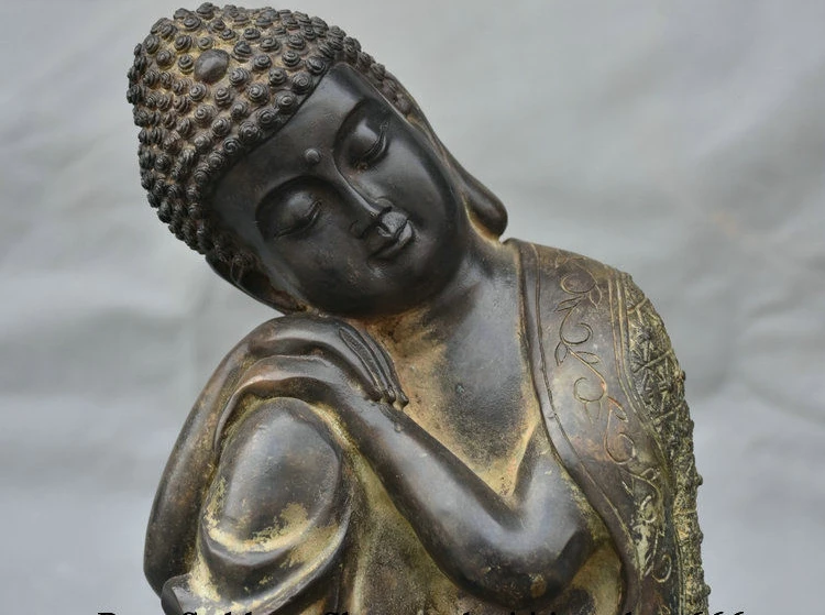 10 &quotСтарый тибетский буддизм бронзовое сиденье спальное Шакьямуни Амитабха