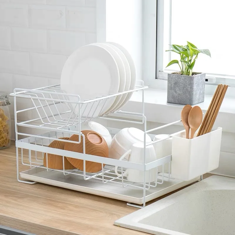 

Creative drain rack double-layer drying tableware dishes dish rack rack kitchen storage storage shelf WF4041103